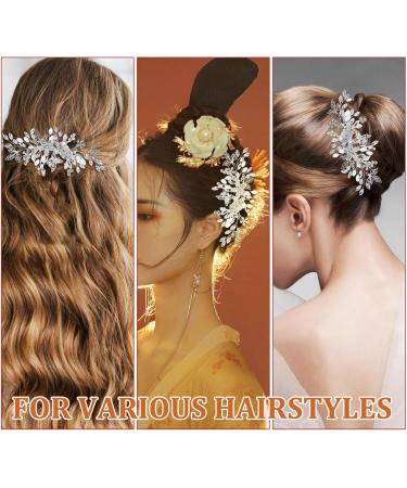 Beaupretty Rhinestone Tuck Comb Gem Side Combs French Side Comb Leaf Bridal Headpieces Bridal Hair Pins Pearl Bridal Hair Accessories Weeding Bride Hair Accessories Bridal Hair Comb Metal - Buy Online on GoSupps.com