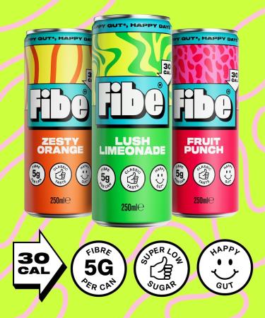 FIBE Prebiotic Soda | Rich in Beneficial Live Cultures | Boosts Immune System | Low Calories | Vitamin B&C | Vegan & Gluten Free | Recyclable & Sustainable (Variety Pack - 12 x 250ml) - Buy Online on GoSupps.com