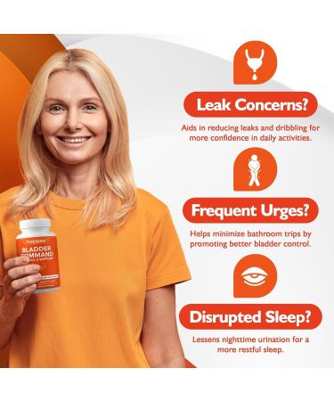 Happee Overactive Bladder Control Supplement for Women & Men - Pumpkin Seed Extract Soy Germ Saw Palmetto & Cranberry Blend - Bladder Support for Urinary Frequency Leaks & Urgency - 90 Capsules - Buy Online on GoSupps.com