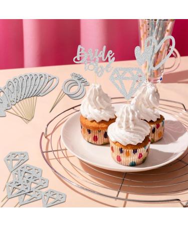 Ambishi 24pcs Bride to Be Cupcake Toppers/Wedding Engagement Party Decoration Cupcake Picks/Bridal Shower Party Cake Decor/Bachelorette Party Decoration Sign/Silver Glitter (Bride to Be) - Buy Online on GoSupps.com
