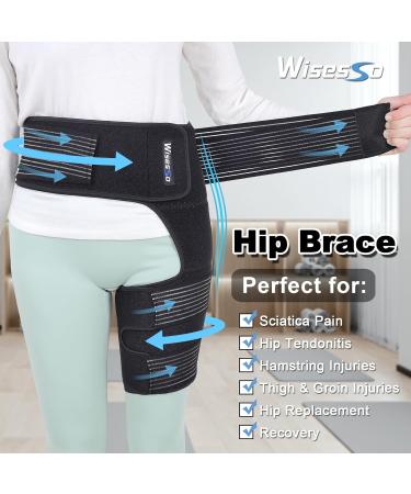 Hip Brace with Removable Belt - Sciatica Pain Relief & Hip Support for Men & Women (Black Left) - Enhanced Compression Sleeve for Arthritis & Pulled Muscles - Buy Online on GoSupps.com