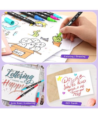 40 Colors Dual Tip Brush Pen Set for Kids and Adults - Fine Point Markers for Coloring, Lettering, Drawing, and Journaling - Buy Online on GoSupps.com