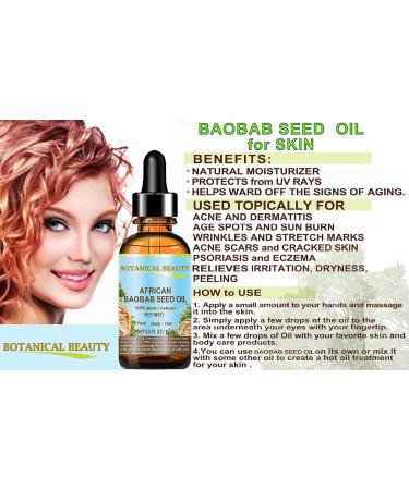 African Baobab Seed Oil 100% Pure - Cold-Pressed Carrier Oil for Skin Hair Nails | 15ml | Vitamin C Rich by Botanical Beauty - Buy Online on GoSupps.com