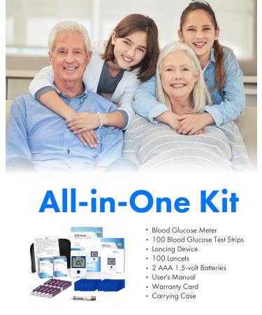 eBchek Blood Glucose Meter System - Multi-Lingual Voice No Coding 100 Test Strips & Lancets - Accurate Diabetes Monitoring & Blood Sugar Test Kit - Buy Online on GoSupps.com