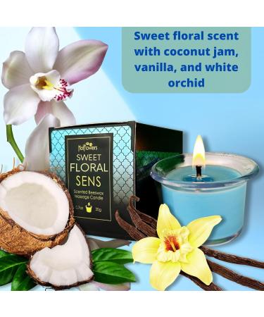 Beeswax Body Massage Candle Set - Sweet Floral Scent Skin Safe & Low Heat Oil Warmer - 3x 0.7 oz - Hot Flowers - Buy Online on GoSupps.com