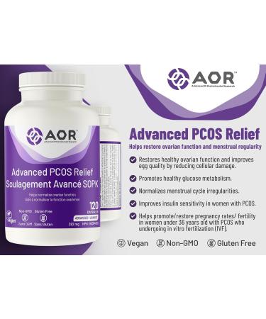 AOR - Advanced PCOS Support 120 Capsules - Myo-Inositol & D-Chiro Inositol Supplement for Women - Promotes Ovarian Health Menstrual Cycle Balance and Healthy Glucose Levels - Women's PCOS Formula - Buy Online on GoSupps.com