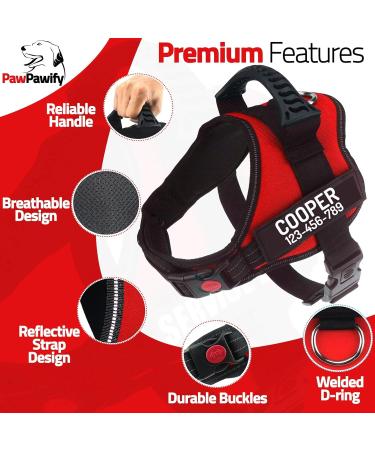 Personalized Pawpawify Dog Harness for XL Dogs - Prevent Pulling & Choking | Durable Adjustable & Ideal for Training & Walking (32-44in Red) - Buy Online on GoSupps.com