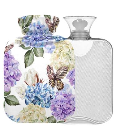 Naanle hot hot water bottle with reference to Hortensia Butterfly Transparent Warm Water bottle 1l of warm stimulus for menstrual cramps pain relief handfoots heat and cold therapy