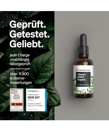 Vitamin D3 + K2 Drops 50ml - Premium Quality Highly Bioavailable Lab Tested Made in Germany - 99.7% All-Trans K2Vital  - Buy Online on GoSupps.com