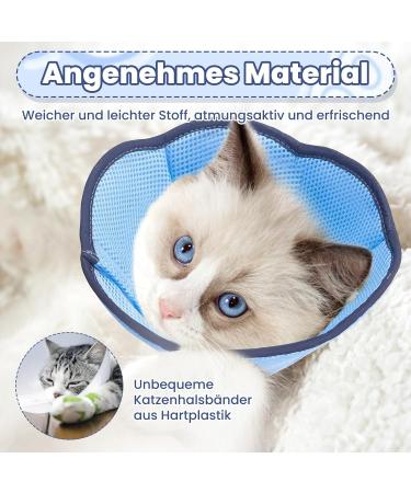 Xialvyu Foldable Protective Cat Collar - Adjustable Blue Restoration Neck Cone for Cats & Small Dogs Post-Surgery & Injury Care - Buy Online on GoSupps.com