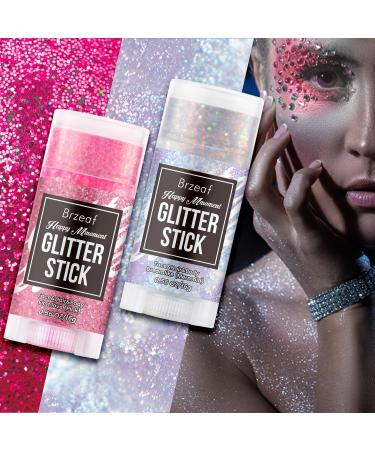Brzeaf Waterproof Pink Glitter Stick - Long Lasting Shimmer for Face Body Hair & Eyes - Perfect for Concerts Raves & Festivals (Pack of 1 - Buy Online on GoSupps.com