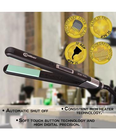 308 Flat Iron - Green Ceramic Hair Straightener & Curler - LED Temp Display Rapid Heat Lightweight Design - Perfect for Men & Women - Buy Online on GoSupps.com