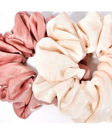 XL Big Silk Scrunchies Hair Ties for Women - CEELGON Oversized Pink Satin Silk Scrunchie 4 Pack - Extra Large Jumbo Soft Champagne Chiffon - Ideal for Thick Hair (Pink Champagne) - Buy Online on GoSupps.com