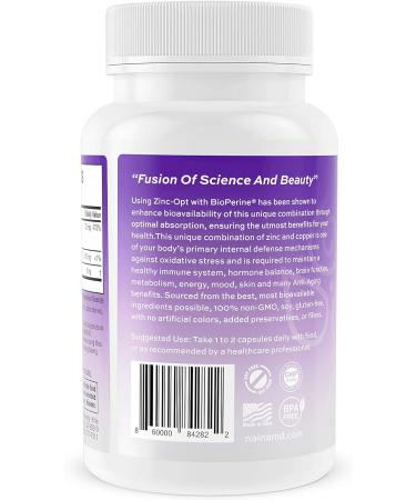 ZINC-Opt 60ct Superior Formula with BioPerine - 52mg Zinc, 2mg Copper - Immune & Hormonal Health Support for All - Buy Online on GoSupps.com