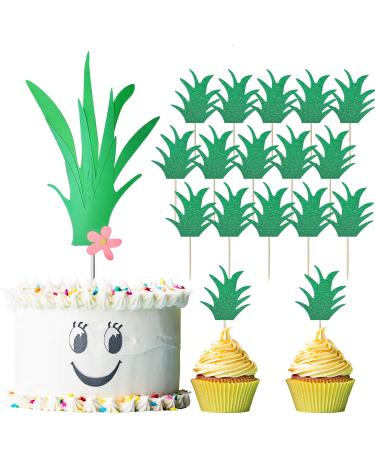 22 Pieces Glitter Pineapple Cupcake Topper Set Big Pineapple Topper Small Pineapple Leaf Cake Topper for Birthday Wedding Baby Shower Hawaiian Luau Themed Party