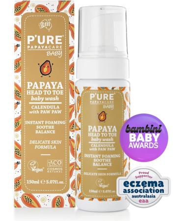 P'ure Papayacare Nettoyant t te aux pieds pour b b avec papaye et calendula hydrate et nettoie la peau de b b 150 ml - Buy Online on GoSupps.com