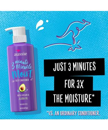 Aussie Miracle Moist Shampoo & 3 Minute Miracle Deep Conditioner Bundle | Avocado & Jojoba Oil | Paraben Free | White Citrus | 3 Piece Set - Buy Online on GoSupps.com