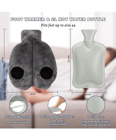 Limer Electric-Free Foot Warmer - 2L Hot Water Bottle for Warm Feet - Large 40x36cm Gray - Ideal for Adults & Kids - Buy Online on GoSupps.com