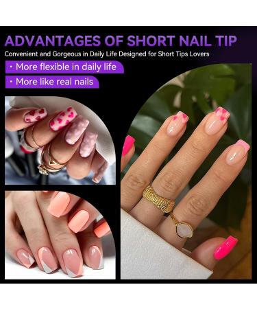 Gelike EC Mini Short Square Gel Nail Tips - 120PCS Full Cover PMMA Resin False Press on Nails | Pre-Etched for Extensions | Clear & Strong | 12 Sizes - Buy Online on GoSupps.com