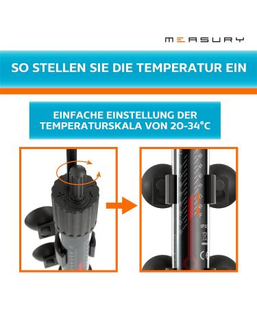 Measury Aquarium Heater 100W - Efficient Heating Rod for Aquariums up to 100L with Indicator Light - Buy Online on GoSupps.com