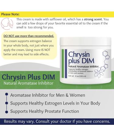 Chrysin Plus DIM Cream - 4 oz | Topical Aromatase Inhibitor for Men & Women | Estrogen Balance Support - International Shipping Available - Buy Online on GoSupps.com
