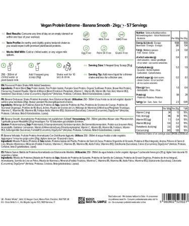 The Protein Works Vegan Protein Extreme - 29g Plant Based Protein with Added Vitamin Blend | 57 Servings | Banana Smooth Flavor | 2kg - Buy Online on GoSupps.com