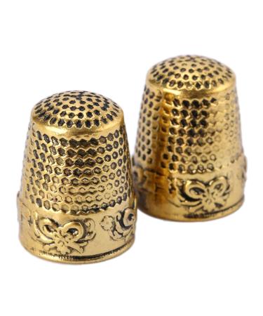 Mtsooning Sewing Thimble  0.9inch Brass Ring Thimbles  Metal Finger Protector  Antique Fingertip Shield Quilting Accessories for Embroidery Needlework Knitting DIY Crafts Tools Gold