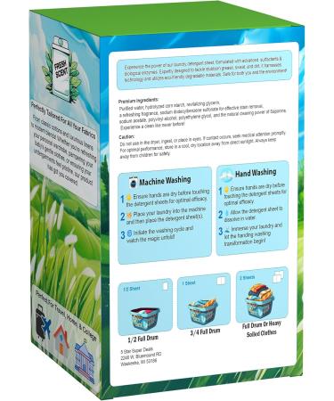 Eco-Friendly Laundry Detergent Sheets (120 Loads) - Hypoallergenic Enzyme-Based Stain Remover for Travel - Fresh Scent - Buy Online on GoSupps.com