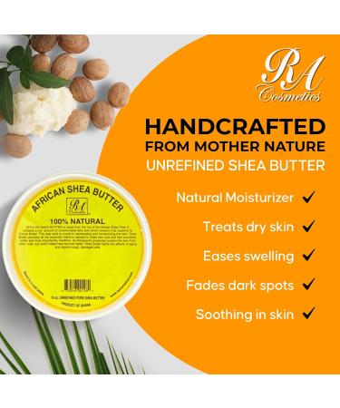 RA Cosmetics 100% Pure African Shea Butter, Golden - Unrefined, Raw African Luxury Head-to-Toe Moisture Miracle for Radiant Skin and Luscious Hair - Sourced from Ghana - 16 oz Jar - Buy Online on GoSupps.com