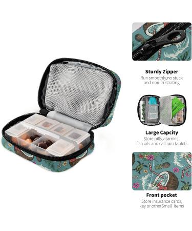 Coconut & Surfing Summer Pattern Pill Case Bag | Zipper Weekly Organizer for Travel Family & Camping - Buy Online on GoSupps.com