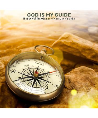 God is My Guide Brass Compass with Stand - Engraved Scripture Prayer Religious Gift - Perfect for Baptism, Confirmation, First Communion, Graduation - Buy Online on GoSupps.com
