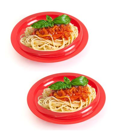 Pekokavo Spill Proof Scoop Plate with Suction Base Adaptive Self-Feeding Dinnerware for Elderly Disabled Pack of 2 (Plate)