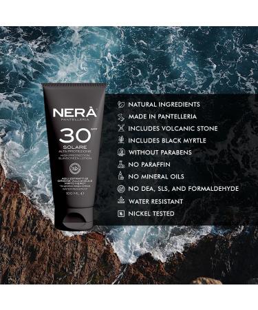NERA Pantelleria High Protection SPF 30 Sunscreen: Water-Resistant Vitamin Enriched with UVA & UVB Filters. Age-Defying Body Sunscreen Lotion 100ml for Men and Women - Buy Online on GoSupps.com