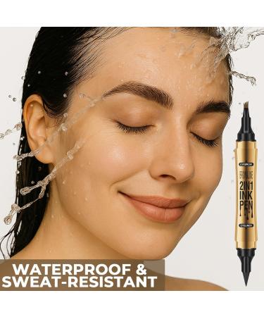  LAXISCREED 3D Magic Eyebrow Pencil 2 in 1 with Waterproof Fork Tip - Microblading and Eyeliner Waterproof for Natural and Durable Eyebrow Dark Brown - Buy Online on GoSupps.com