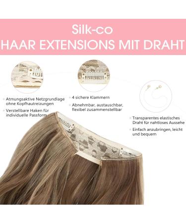 Silk-Co Hair Extensions 40cm - Long Corrugated Synthetic Hair with Clips & Wire - Adjustable Light Brown & Blonde for Women - Buy Online on GoSupps.com