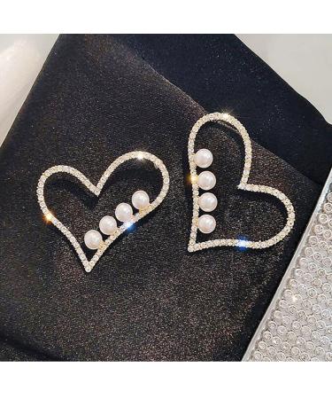 MUAYOUAUM Earrings A2143 for Women Girls Heart Pearls