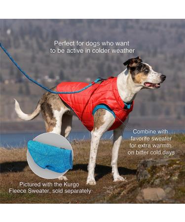 Kurgo Loft Dog Jacket XL - Reversible Fleece Winter Coat - Cold Weather Protection - Reflective Accents - Water Resistant - Deep Violet/Charcoal - Buy Online on GoSupps.com