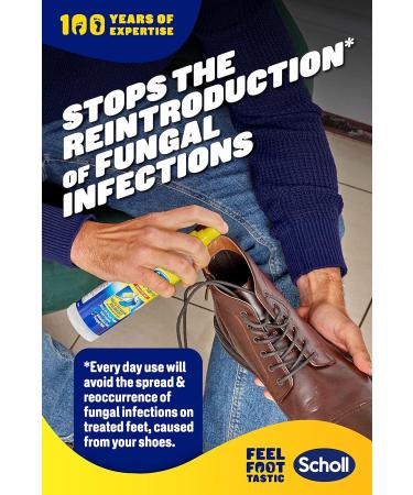 Scholl Shoe Spray Antifungal Disinfectant 250ml - Kills 99.9% of Fungal Nail & Athlete's Foot Causing Fungi & Odour Causing Bacteria Pack of 1 Single - Buy Online on GoSupps.com