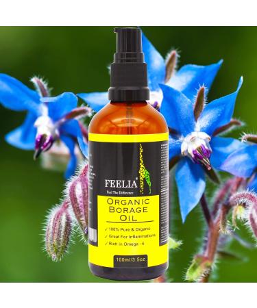Feelia Organic Borage Oil - Cold Pressed, Rich in Omega 6 - 100ml - Buy Online on GoSupps.com