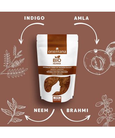 Orientana Bio Henna Hair Color - Hazelnut | 100% Vegan Organic Powder for Long Hair | Permanent Brown Plant Color - 100g (1 Pack) - Buy Online on GoSupps.com
