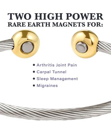 MAGNETJEWELRYSTORE 2-Tone Stainless Steel Magnetic Therapy Bracelet - Small Size 6-6.5 - Buy Online on GoSupps.com