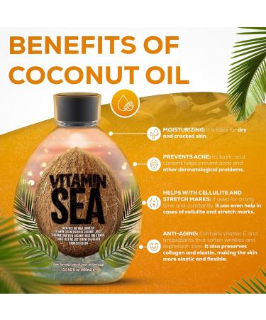Vitamin Sea Natural Bronzer Tanning Lotion - DHA-Free Coconut Oil Formula for Sensitive Skin | Streak-Free Bronzing Accelerator 13.5oz - Safe for Indoor Tanning Beds - Buy Online on GoSupps.com