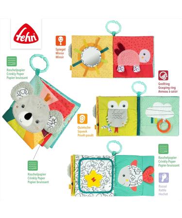 Fehn Baby Koala Fabric Book - Engaging Baby Toy with Squeak Rattles & Crinkle Paper | Soft Sensory Book for Babies 3+ Months - Buy Online on GoSupps.com