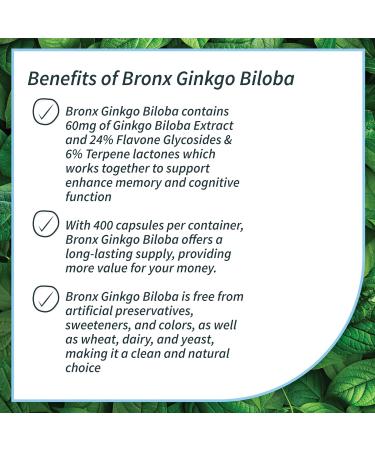 BRONX Ginkgo Biloba Extract | 400 Capsules | Promotes Cognative Function | Bulk Supplement - Buy Online on GoSupps.com