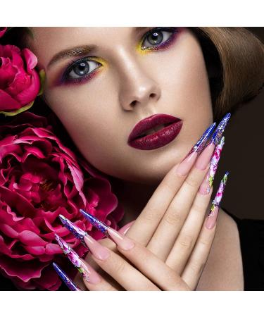 180 Extra Long Stiletto False Nails Tips Set with Files - Clear | DIY Manicure Salon Practice Kit - Buy Online on GoSupps.com