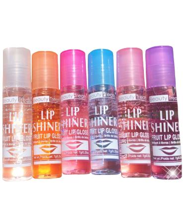 Lip Shiner Roll-On Fruit Lip Gloss by Beauty Treats  6 Piece Assortment Set  0.25oz / 7g each 06 PCS