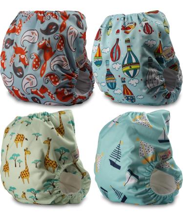 Littles and Bloomz FLV2-0402 Reusable Cloth Diaper Pack - 4 Standard Velcro Diapers for Eco-Friendly Parenting - Buy Online on GoSupps.com