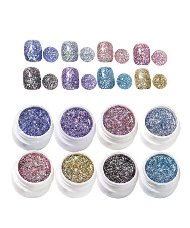 Vernis Gel Paillet | Gel Brillant Art M tallis - Coffret Cr atif 8 Couleurs Pour Salon Et Manucure Domicile Feminine