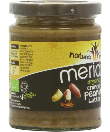 MERIDIAN FOODS - No GM Soya Organic Peanut Butter Crunchy 100% Nuts 280g - Buy Online on GoSupps.com