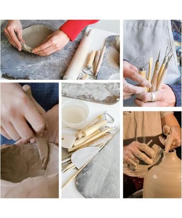 18pcs Pottery Tool Kit for Polymer Clay Sculpting and Ceramics Trimming - Wooden Handle Sculpting Tools with Embossing Patterns - Buy Online on GoSupps.com